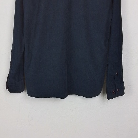 French Connection Mens Black Corduroy Cotton Button Up Shirt Size M Long Sleeve - Picture 8 of 13